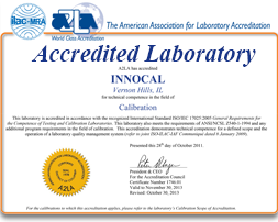 InnoCal Scoe of Accreditation to ISO/IEC 17025:2005 & ANSI/NCSL Z540-1-1994 
